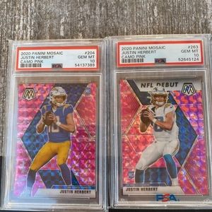 2020 Panini Mosaic Justin Herbet PSA Gem Mt 10 (2 Card Lot)
